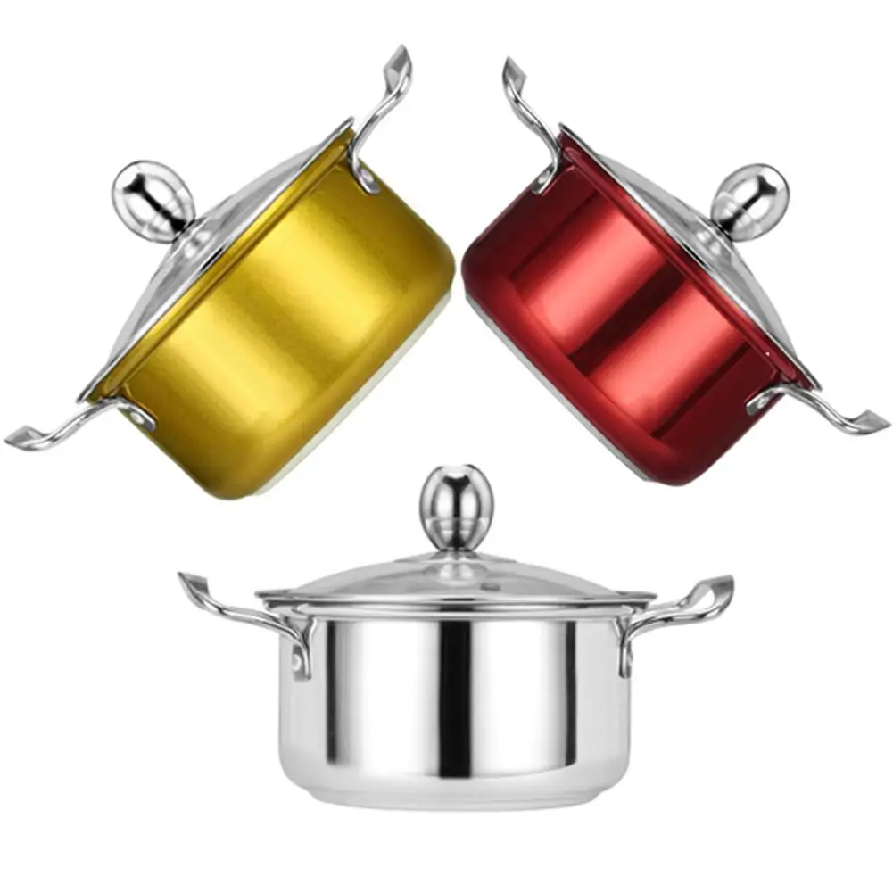 

Mini 16CM 1 person Stockpot With Lip Anti-dirty Stainless Steel Soup Pot Shabu Pot Kitchen Cookware