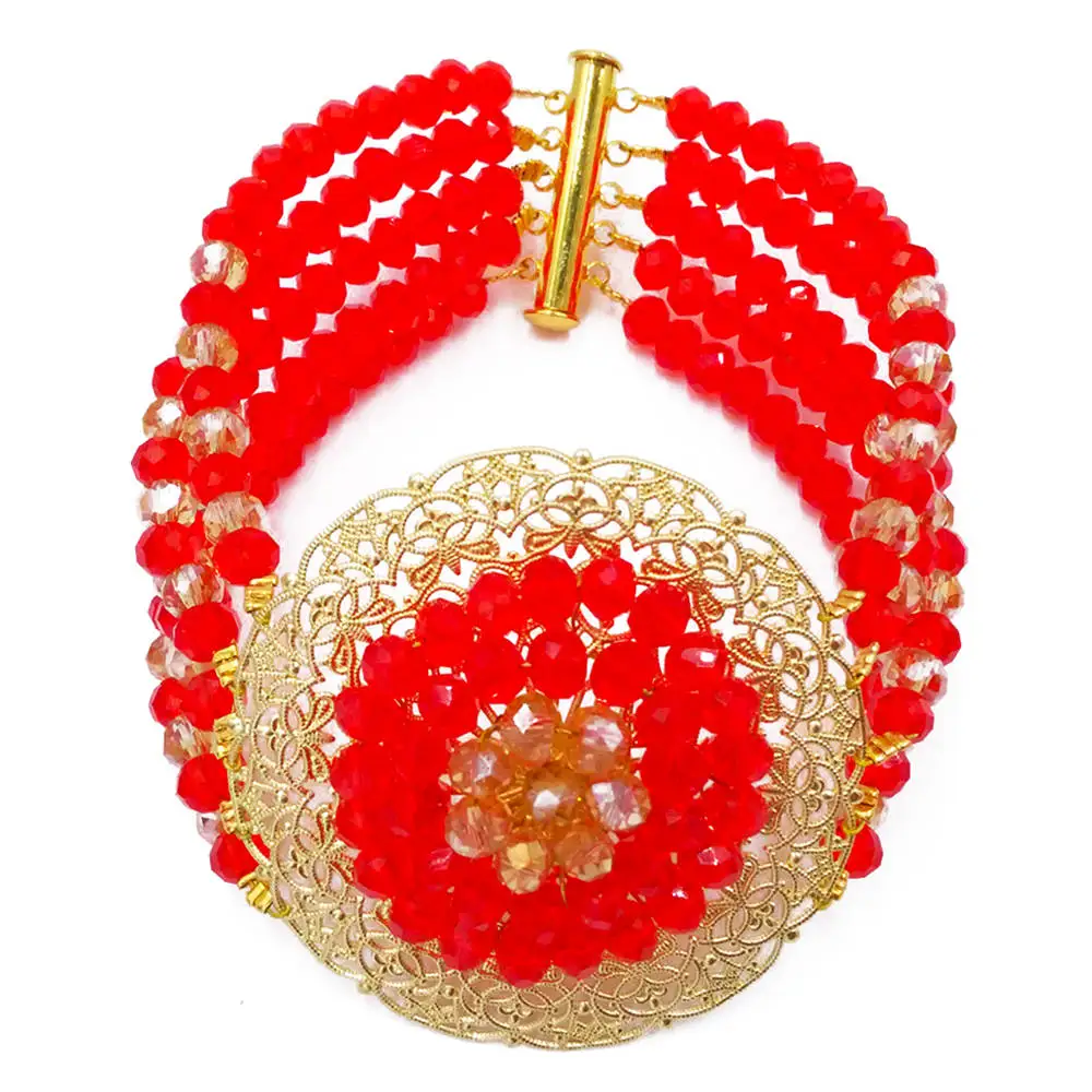 Модный костюм красного и шампанского золотого цвета AB комплект ювелирных