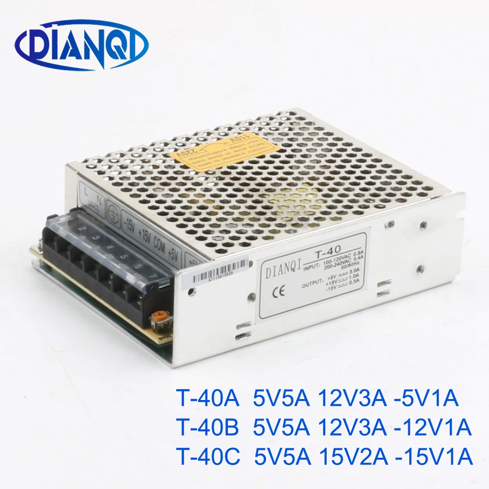 DIANQI T-40C 5V5A 15V2A-15V1A тройной выходной переключатель питания T-40A 5V5A 12V3A-5V1A преобразователь переменного тока в постоянный T-40B 5V5A 12V3A-12V1A