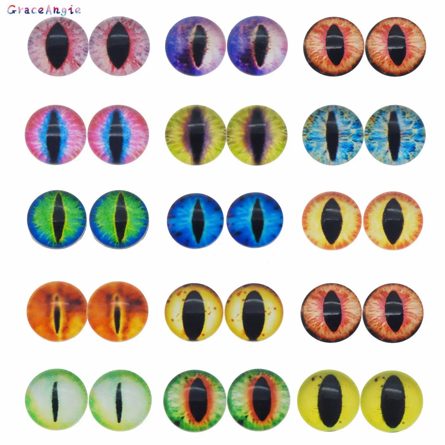 10 50 шт./лот разноцветное стекло вертикальные зрачки камея кошачий глаз с