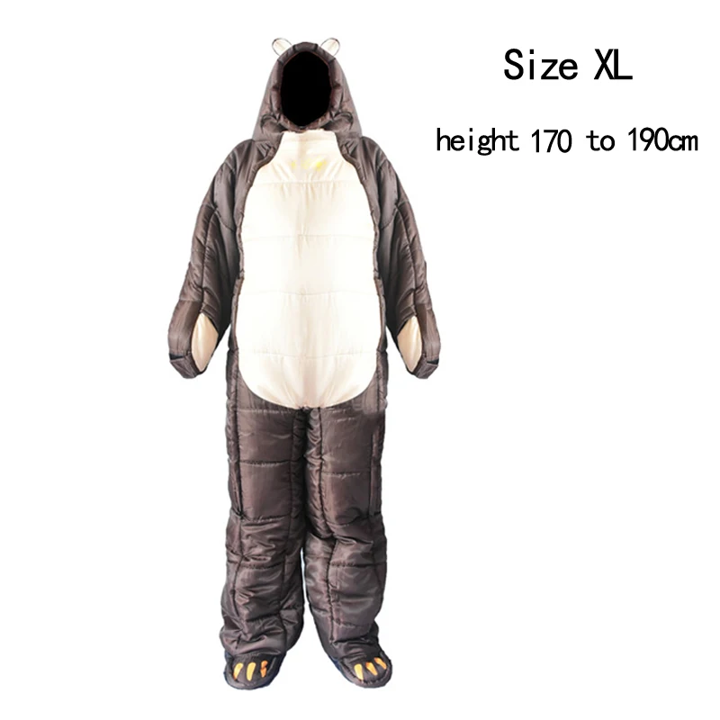 Size XL 170 to 190cm Патент продукта коричневый медведь гуманоид спальный мешок человеческого тела типа Мумия Кемпинг Ночной отдых постельные принадлежности ленивый спальный мешок - Цвет: Size XL 170 to 190cm