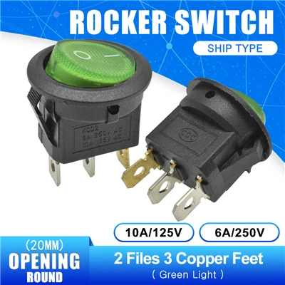 NO-OFF 3pin 2 шт./лот 20 мм мини круглый Кулисный Переключатель Пластиковый Кнопочный Переключатель 6A 250VAC 10A 125VAC вкл.-ВЫКЛ.-ВКЛ.-ВКЛ. 2Pin 3Pin - Цвет: NO-OFF 3pin