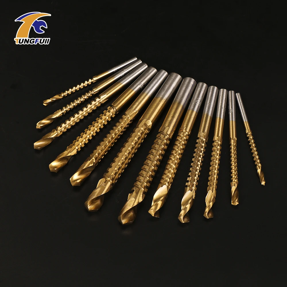 Tungfull сверла HSS Dremel аксессуары спиральные сверла для металла деревообрабатывающий набор с титановым покрытием для электроинструмента