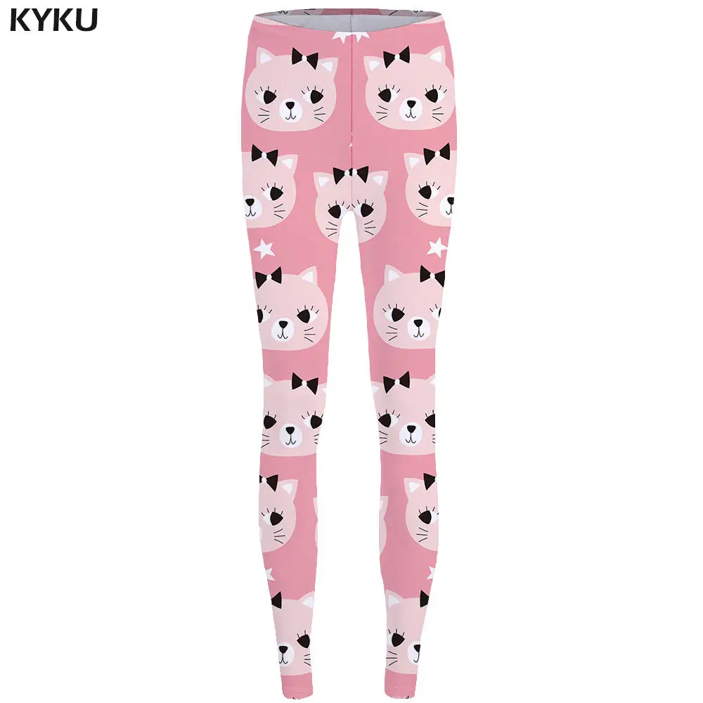 leggings 11 KYKU Cat Леггинсы розовые длинные леггинсы милые леггинсы с высокой талией леггинсы для фитнеса с принтом женские леггинсы из спандекса - Цвет: leggings 11