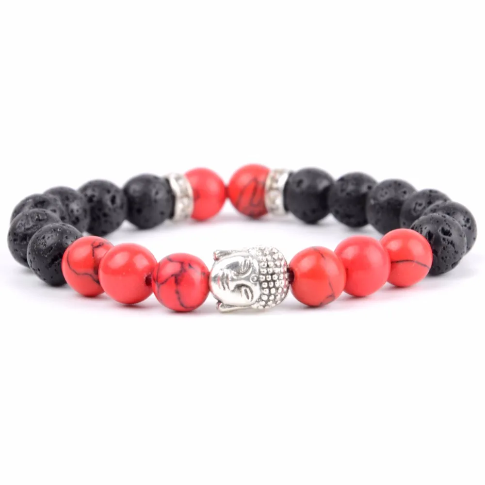 Брендовые новые модные мужские браслеты 8 мм тигровый глаз и лавовый камень
