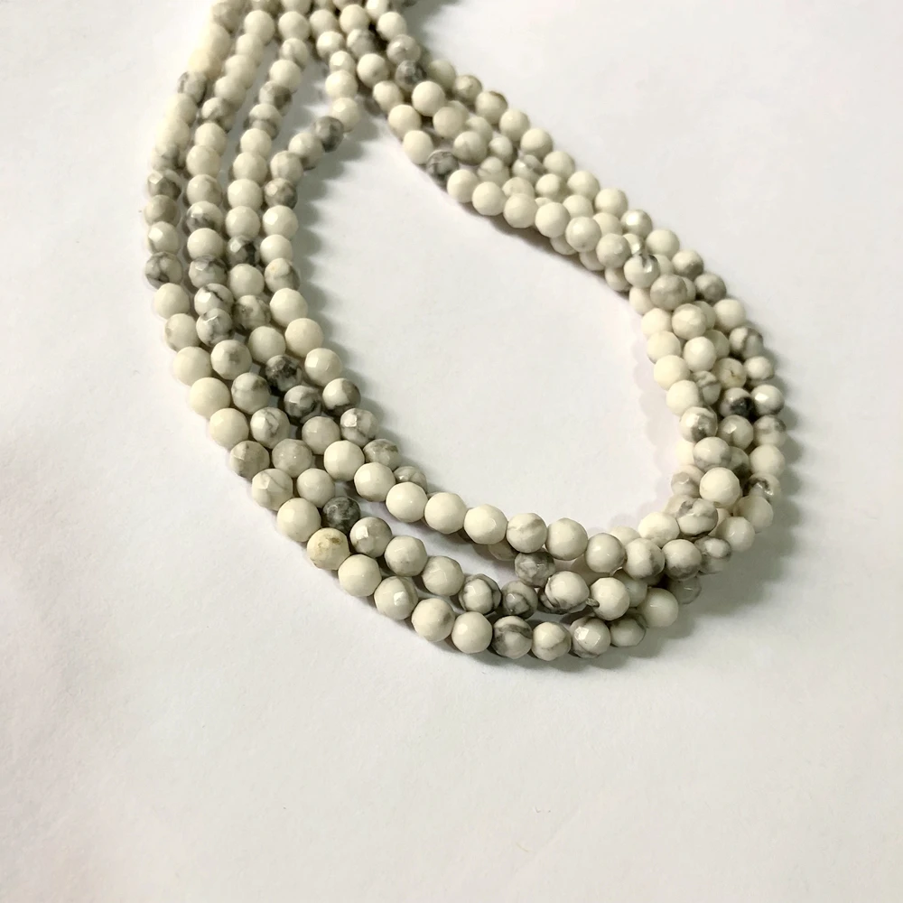 Граненые круглые бусины Howlite оптовая продажа 1 Веревка 4 мм 6 8 10 микро граненые