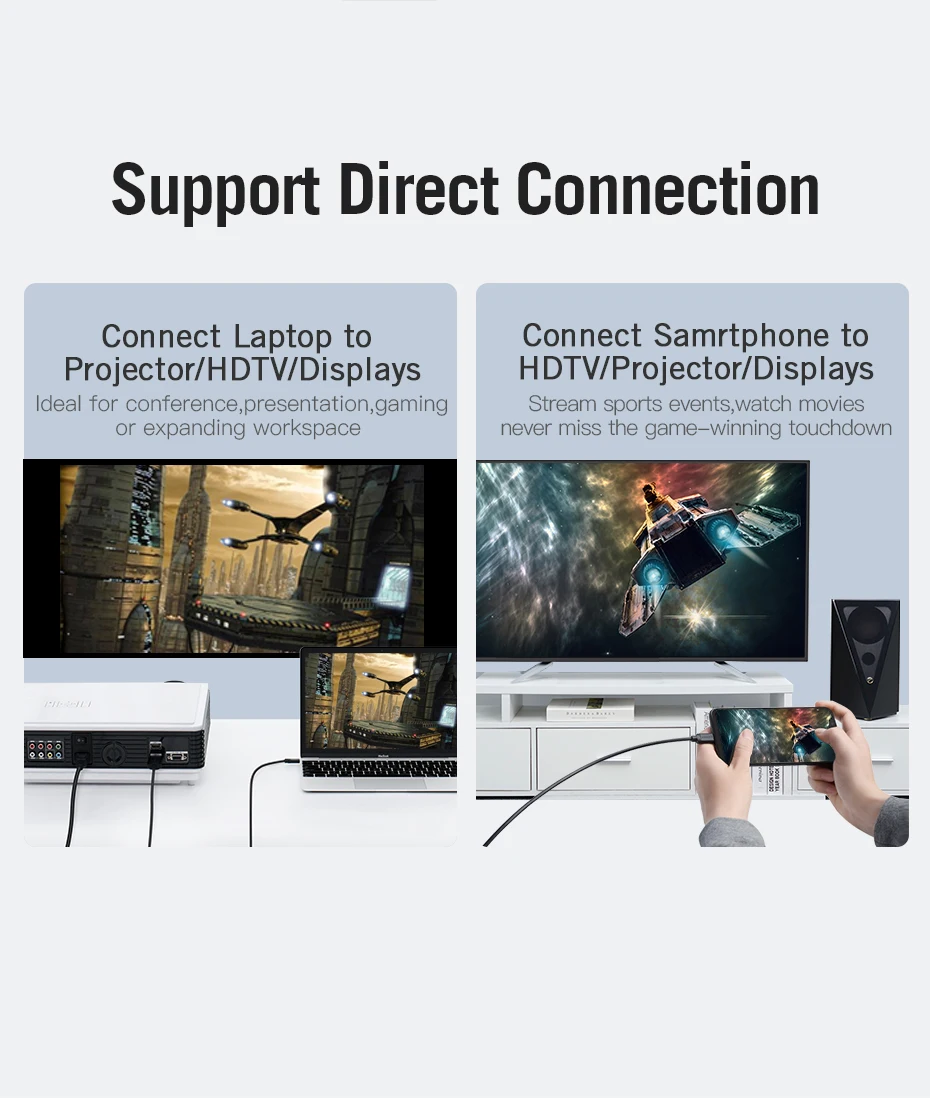 Vention USB C HDMI 4K type C-HDMI кабель HDMI адаптер для huawei P20 mate 10 Pro MacBook Pro воздушный iPad Pro Thunderbolt 3 1 м 2 м