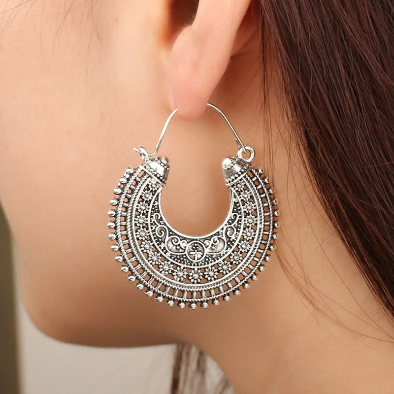 Женские серьги подвески SexeMara винтажные с цветком мандалы античное