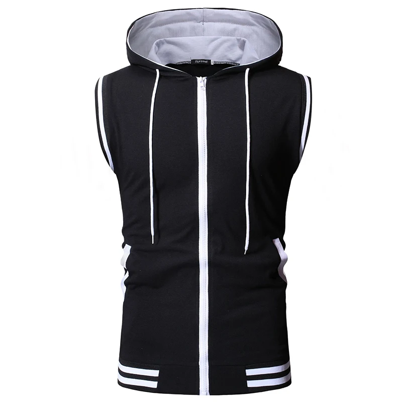 MKASS модный однотонный жилет Мужская модная Толстовка без рукавов. Жилет на молнии