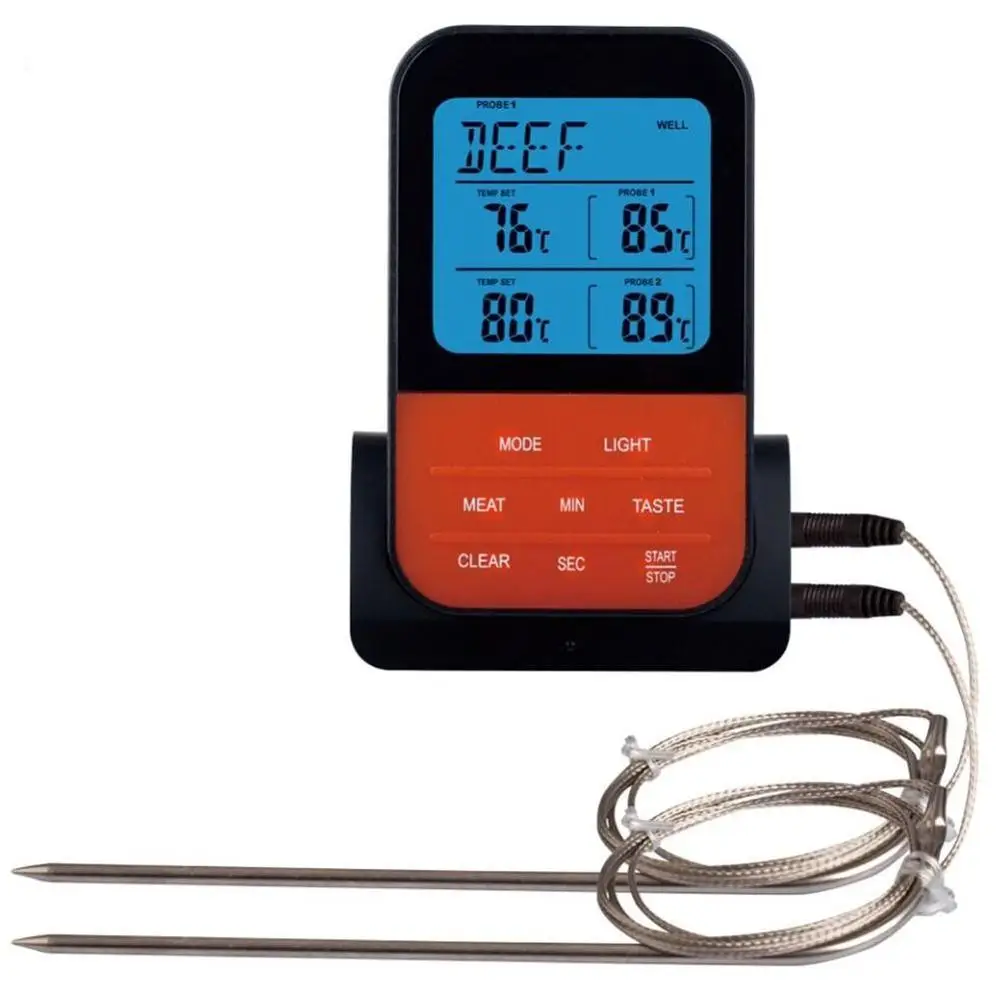 

Wireless Waterproof BBQ LCD Thermometer Digital Cooking Meat Food Oven Grilling Thermometer With Timer Function Kitchen Tool