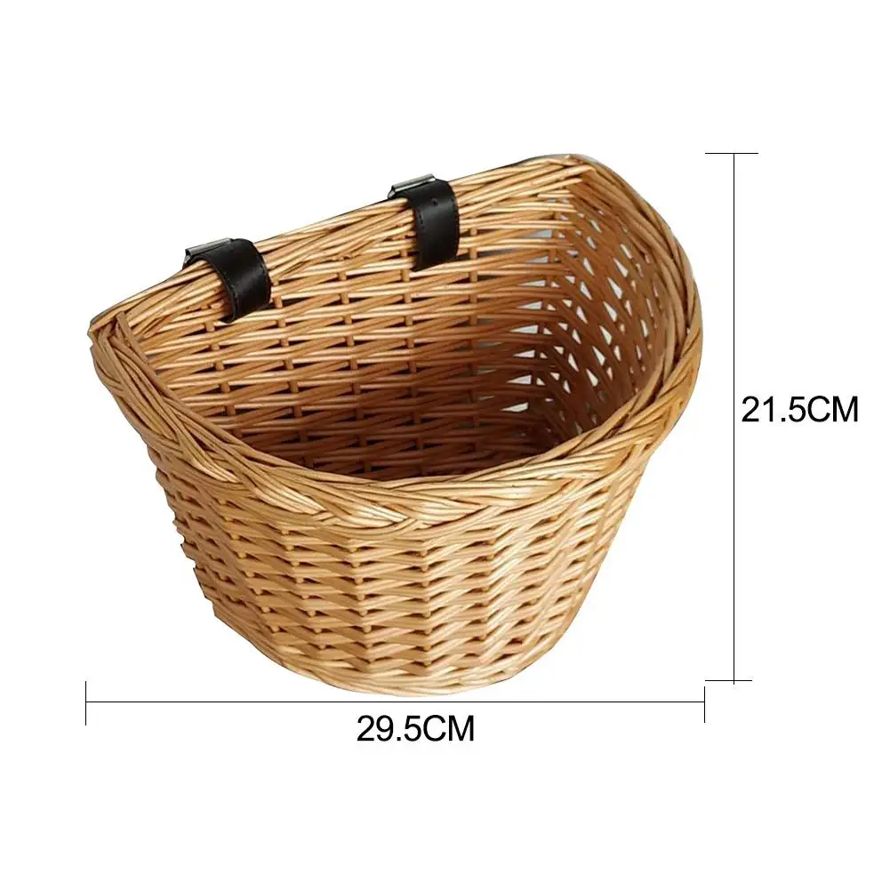 

Outdoor Cycling Basket Wicker Front Handlebar Environmentally Friendly Handwoven Willow Semicircle Bicycle Basket For Cargo