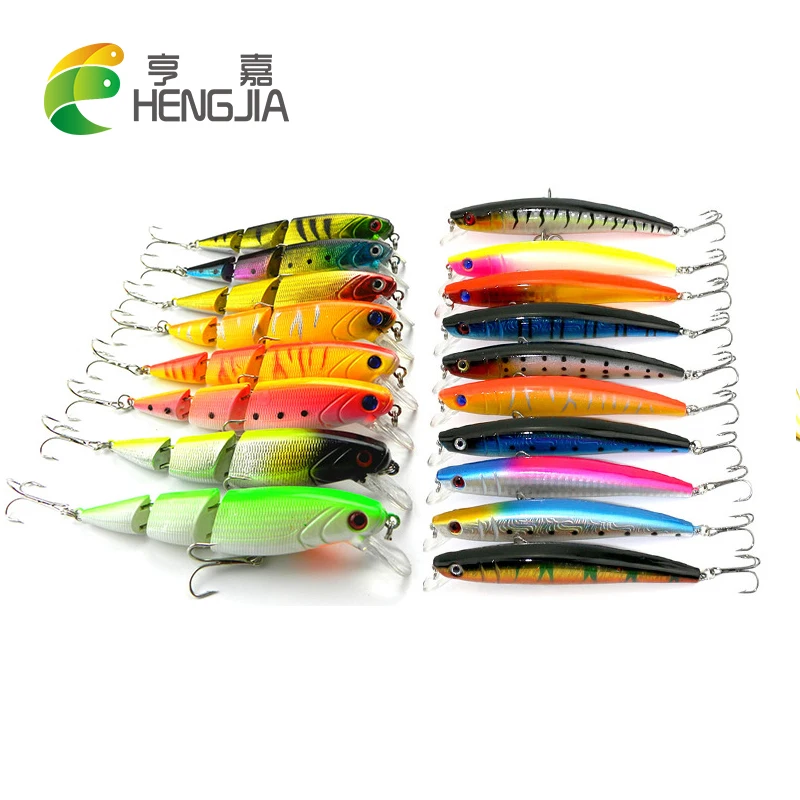 

HENGJIA 18pcs mixed hard minnow fishing lures set crankbaits bass wobbler carp trout peche fishing baits pesca fising tackles