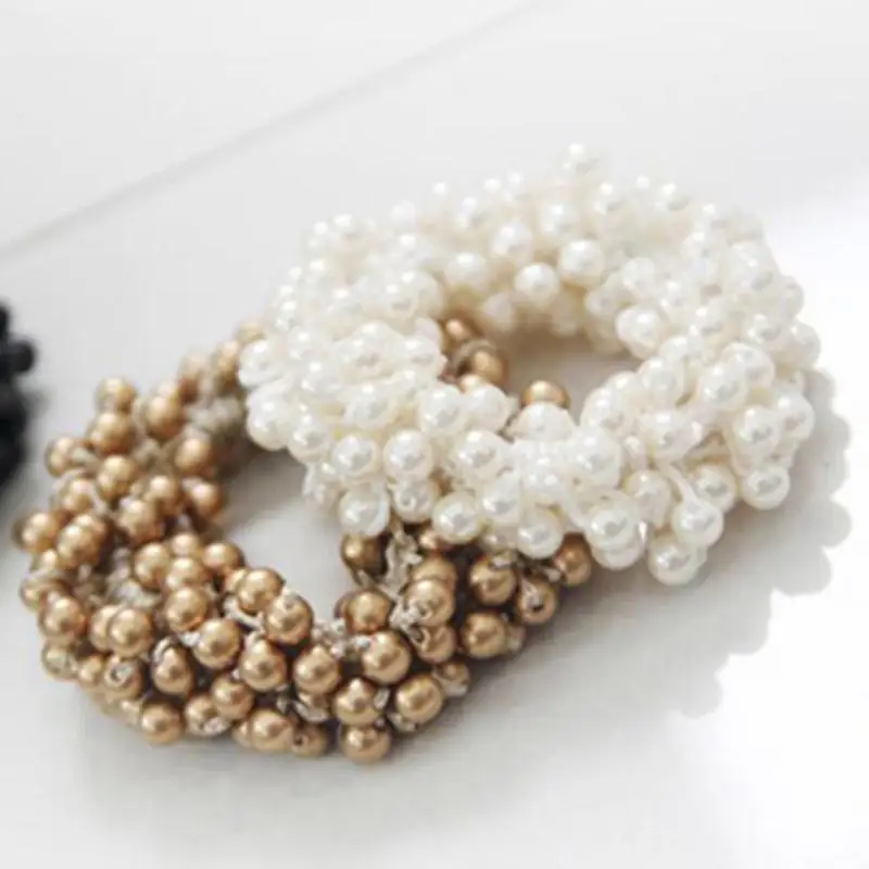 

Girl Pop Hair Accessories Fashion Women Pearls Hair Band Rope Scrunchie Ponytail Elastic Hair Bands
