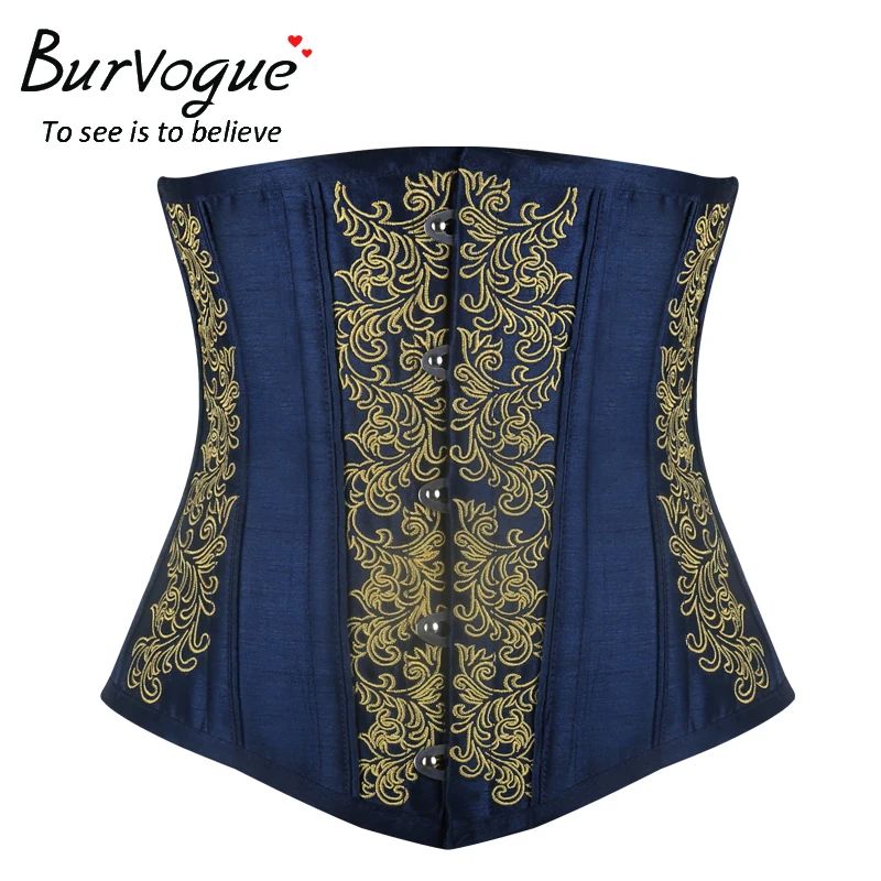 Burvogue Женский корсет под грудь атласный Стальные кости пояс готический стимпанк