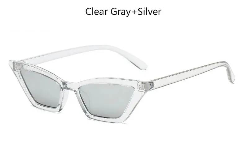 Clear Silver Новое поступление, маленькая оправа, кошачий глаз, солнцезащитные очки для женщин,, квадратные, винтажные, прозрачные, розовые, красные, фирменный дизайн, Ретро стиль, дешевые очки, UV400 - Цвет линз: Clear Silver