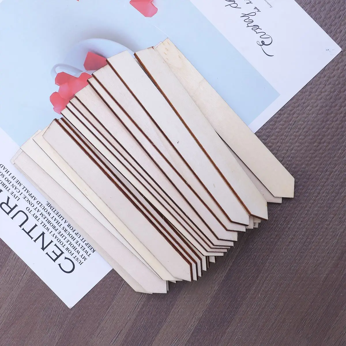 100 шт. деревянные Этикетки декоративная длинная полоса зеленые большие растения