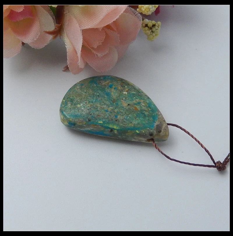 Natural Stone Blue Opal Trendy Necklace Pendant 29x19x7mm 5g