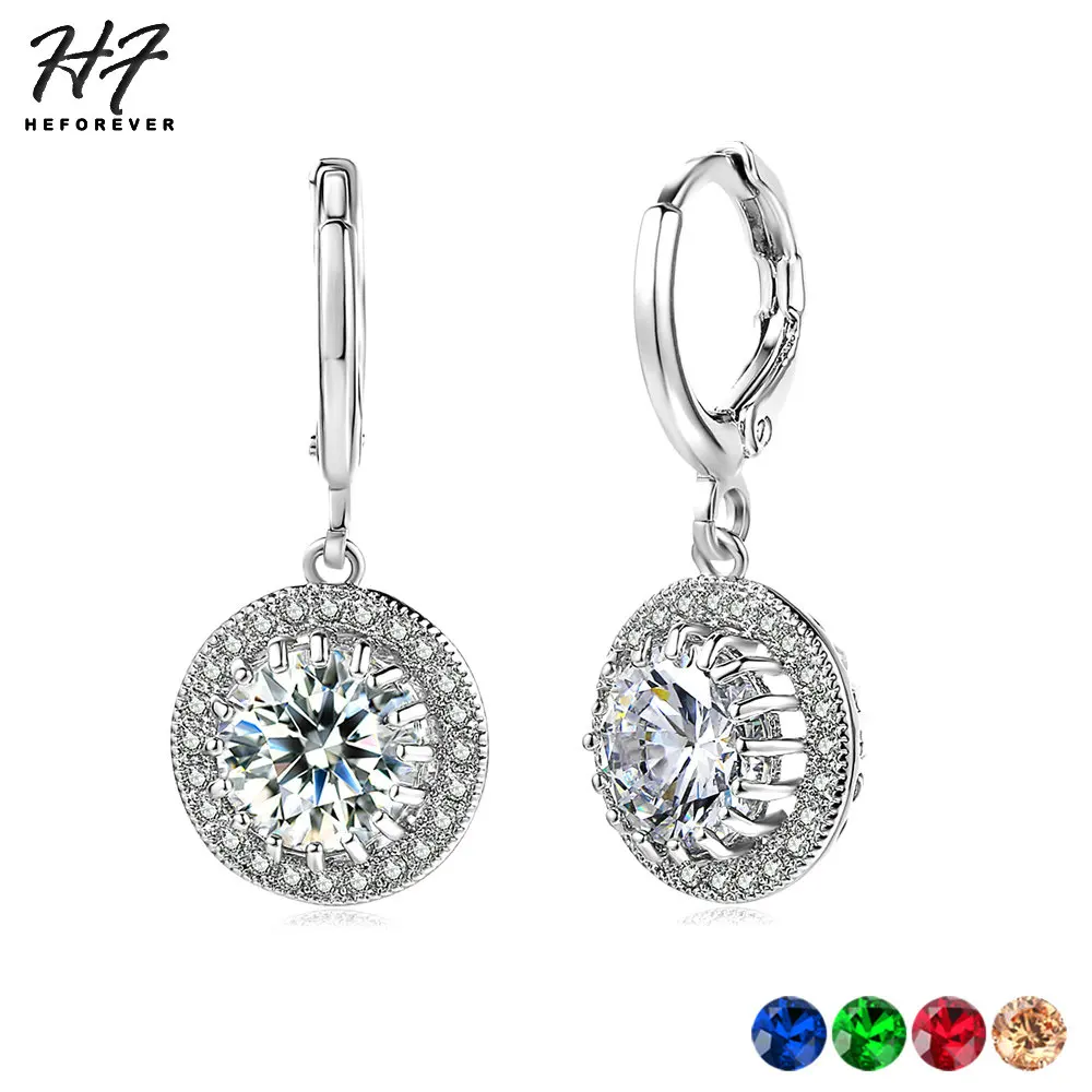 Серьги подвески серебристого цвета с фианитами 5 карат E825|earrings for|dropping earrings for