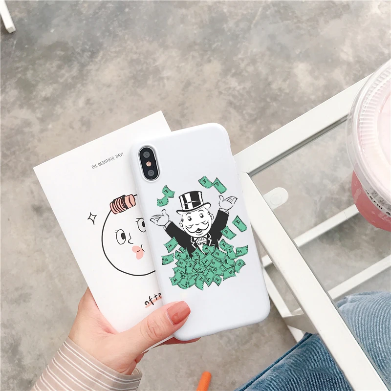 Воин Монополия доллар Mr Mobbin карамельный цвет чехол для телефона TPU iPhone 7 8 XS XR XSMAX