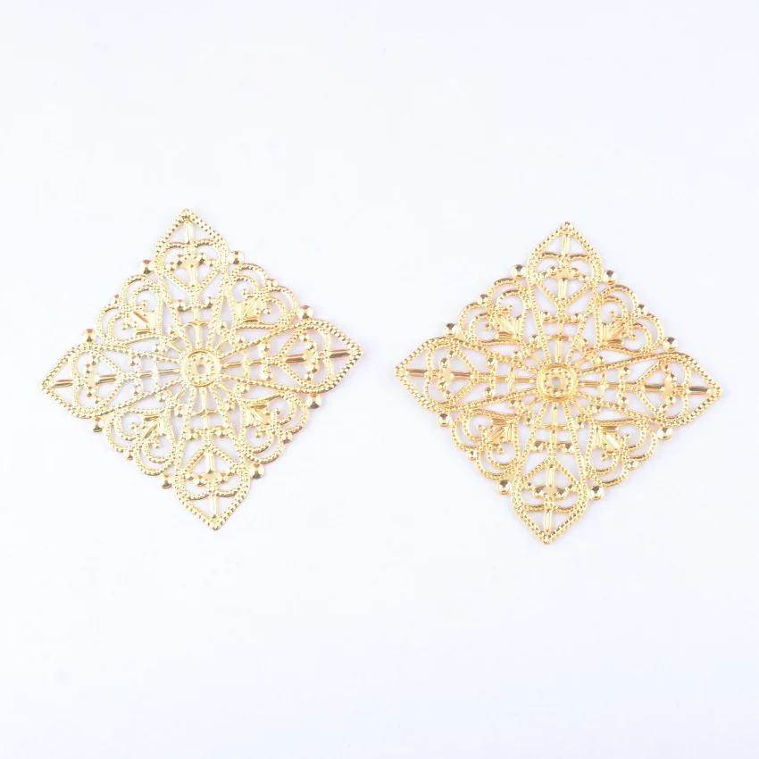 

Free shipping Retail 5Pcs Gold Tone Filigree Square Wraps Connectors Metal Crafts Gift Decoration DIY Findings 40x40mm F0413