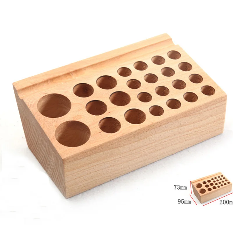 24 Holes Craftool Wood Tool Stamp Stand Beech Rack Leather Holder DIY Craft | Дом и сад