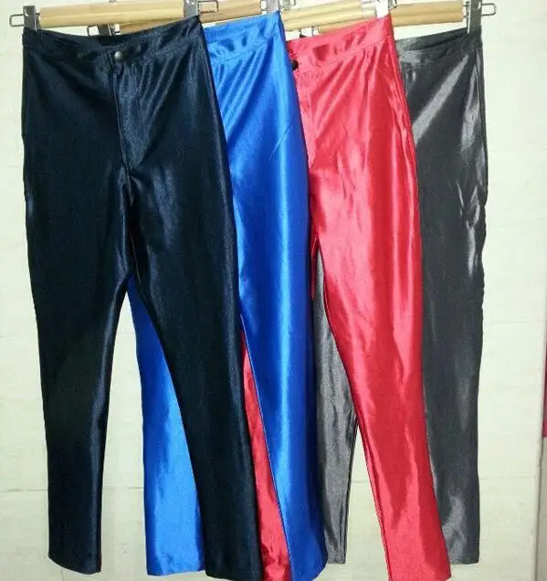 2019 Американский Стиль Карандаш Брюки Блестящие в стиле диско Высокая Талия Для