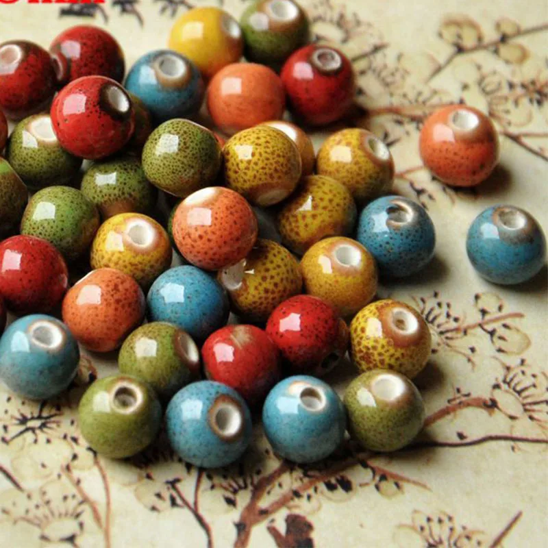 Многоцветные керамические шарики 100 шт./лот 8 мм материал Цветочная глазурь