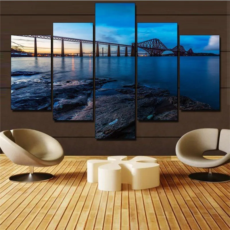 5 панелей без рамки современный знаменитый мост настенная живопись декоративная