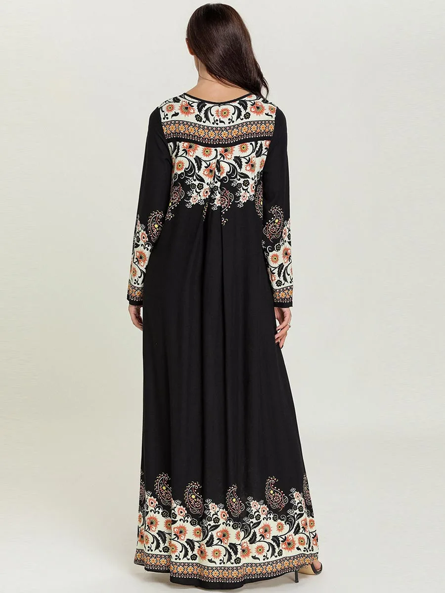 Модное женское длинное платье с принтом мусульманское abaya Дубай кафтан исламский