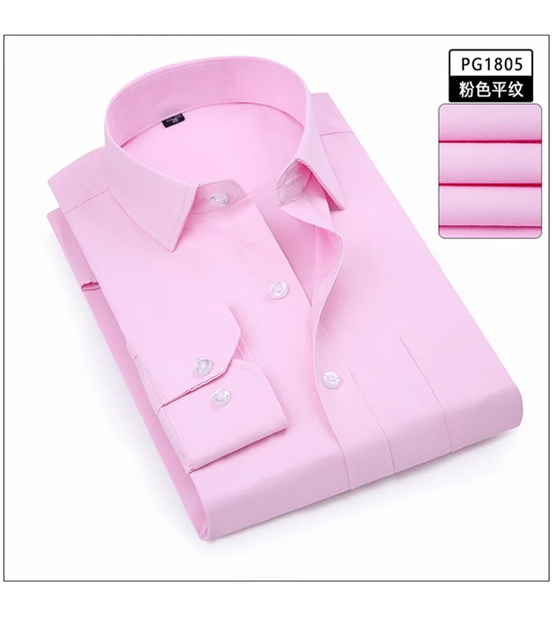 Зимние большие размеры 9XL 10XL однотонные деловые мужские рубашки Осенняя офисная рубашка 12XL13XL 14XL формальные розовые мужские рубашки с длинным рукавом