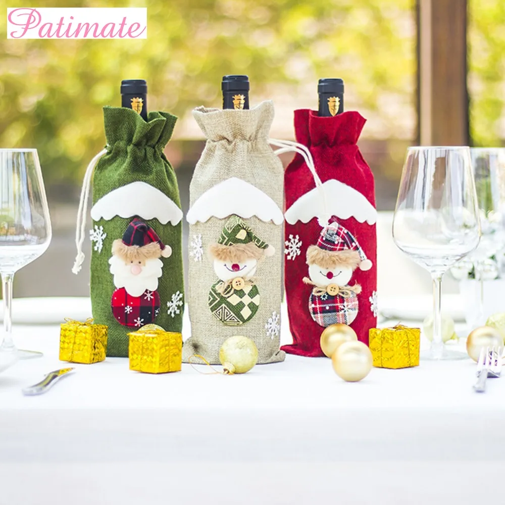 PATIMATE Noel рождественские украшения 2018 для дома Рождественская бутылка вина 2019 с