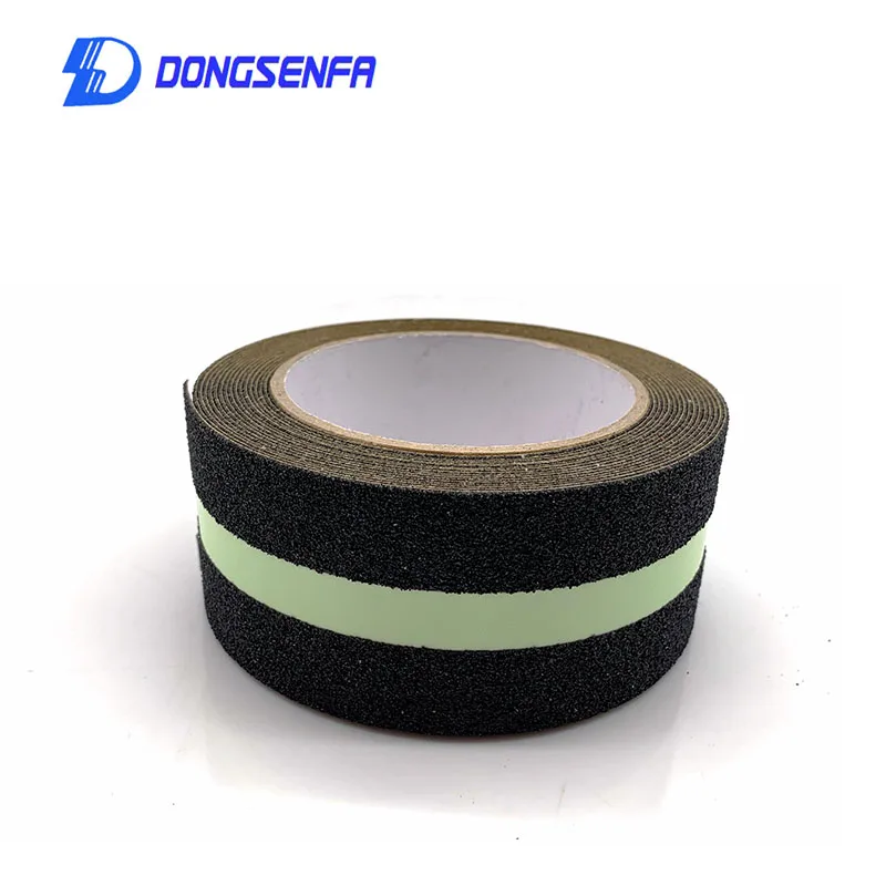 Черная противоскользящая клейкая лента DONGSENFA сигнальная с зеленой