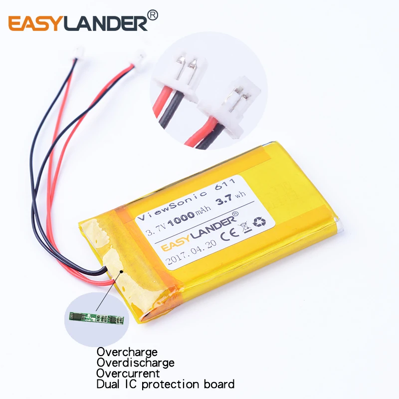 Замена Easylander 3 7 В 1000 мАч перезаряжаемый литий полимерный аккумулятор для ViewSonic 611