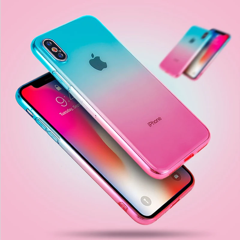 Прозрачный мягкий силиконовый чехол градиентного цвета для iPhone 11 Pro XS Max XR X 10 8 7 6 6s
