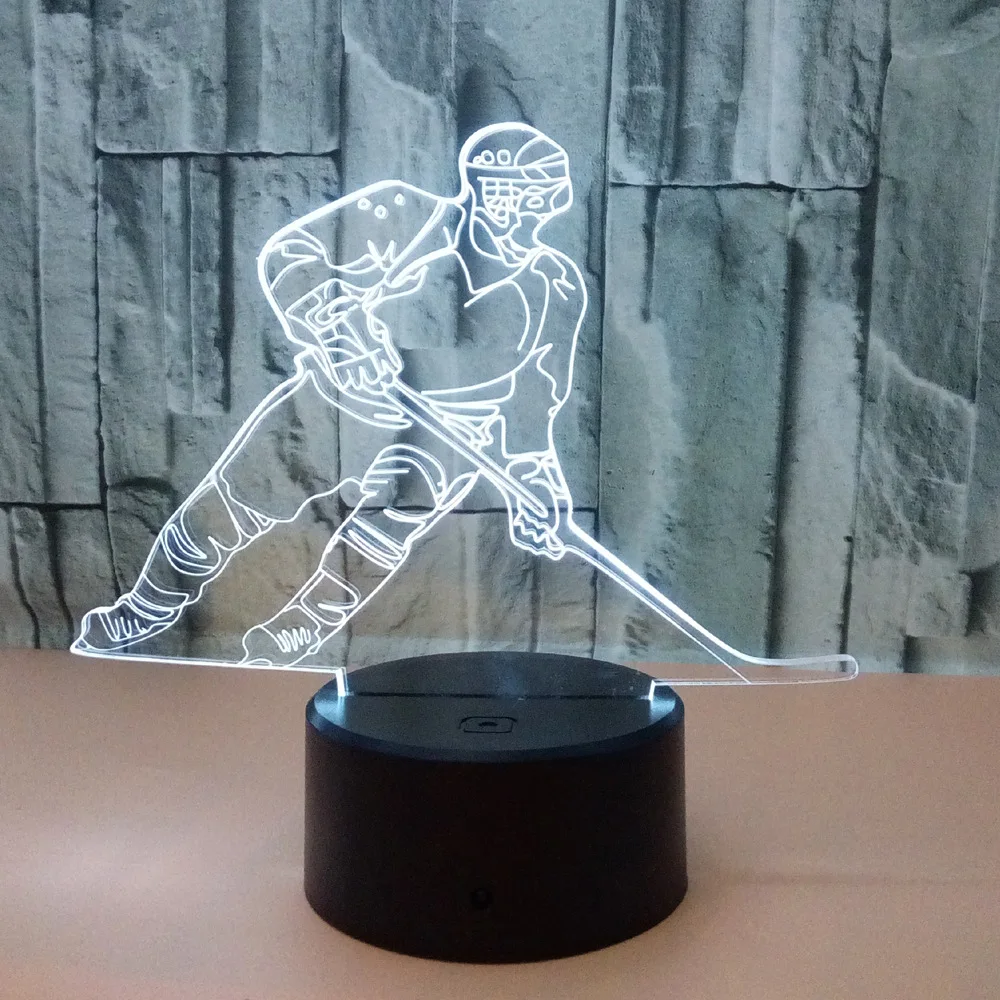 3 вида стилей Новинка освещение хоккеист Ice плеер 3D свет в ночь Touch USB лампа