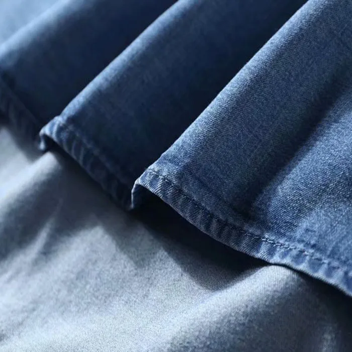 2019 Высокая талия мягкая джинсовая эластичная A Line Повседневная Tencel длинная юбка