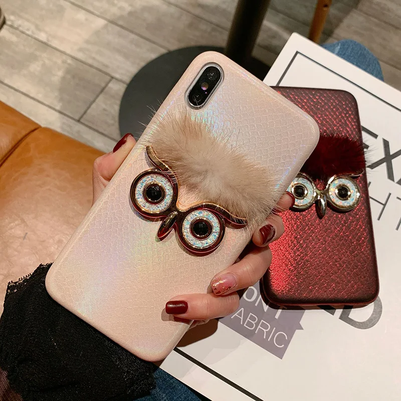 Новый блестящий чехол для телефона с рисунком в виде животного iPhone XR/XS MAX Сова