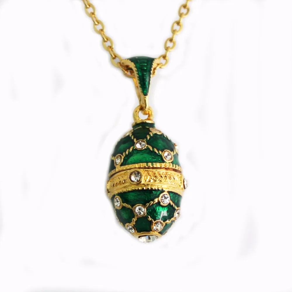 

Hottest Enamel HandMade Jewelry Brass Vintage Egg Pendant Charm Crystal Rhinestone Necklaces Gift To Women Free Shipping 2019