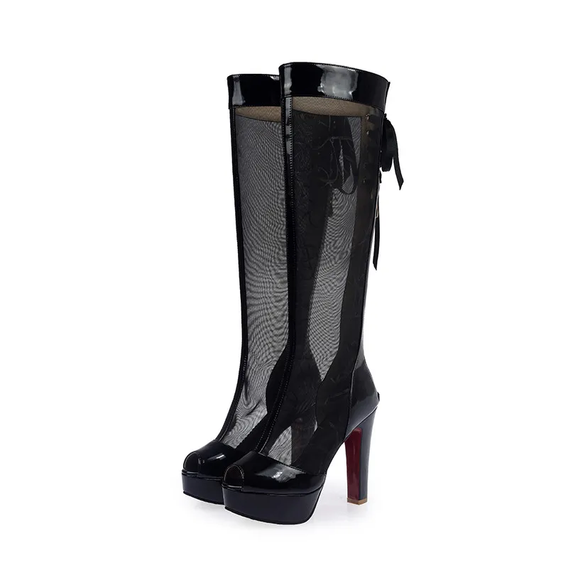 2017 Женская Мода Длинные Сапоги Над Коленом Высокие Квадратных Пятки платформа