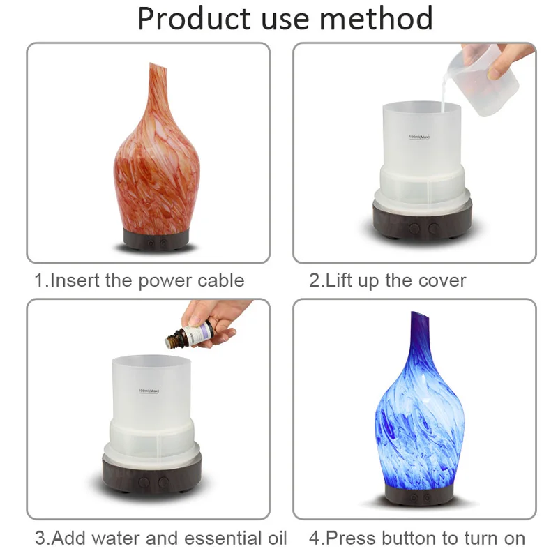 100 мл стеклянный диффузор эфирного масла ультразвуковой тихий увлажнитель