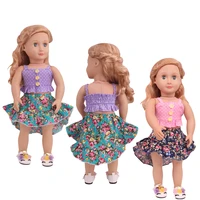 dolls clothes 2pcs vintage dress shoes baby toys accessories fit american 18 inch girls and 43 cm doll c785
