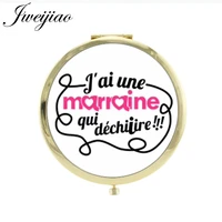jweijiao merci maitresse glass cabochon mirrors super maitresse gold plated metal gift makeup mirrors ct261