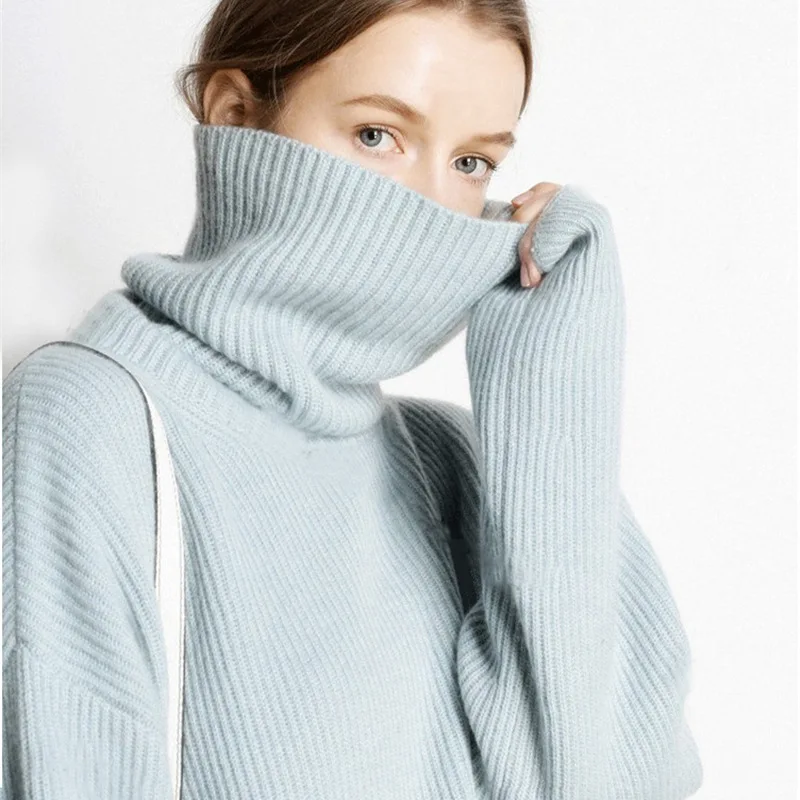 Фото Зимние новые модные кашемировые толстые шерстяные женские теплые свитера