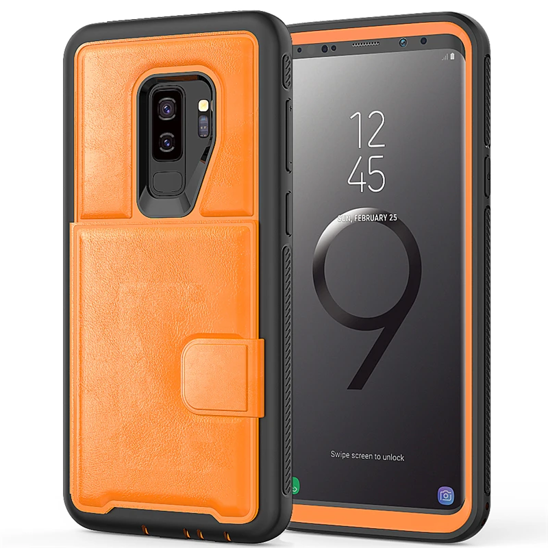 Гибридный Силиконовый бампер, мягкий чехол для samsung Galaxy S9 Plus, магнитный держатель, слоты, ретро кожаный чехол для samsung Note 9, чехол
