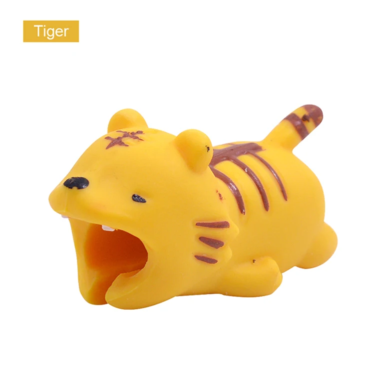Tiger CHIPAL Симпатичные животные укуса намотки для iPhone Защита для usb-кабеля зарядное устройство Органайзер чомперы мультфильм укусы держатель телефона аксессуар - Цвет: Tiger