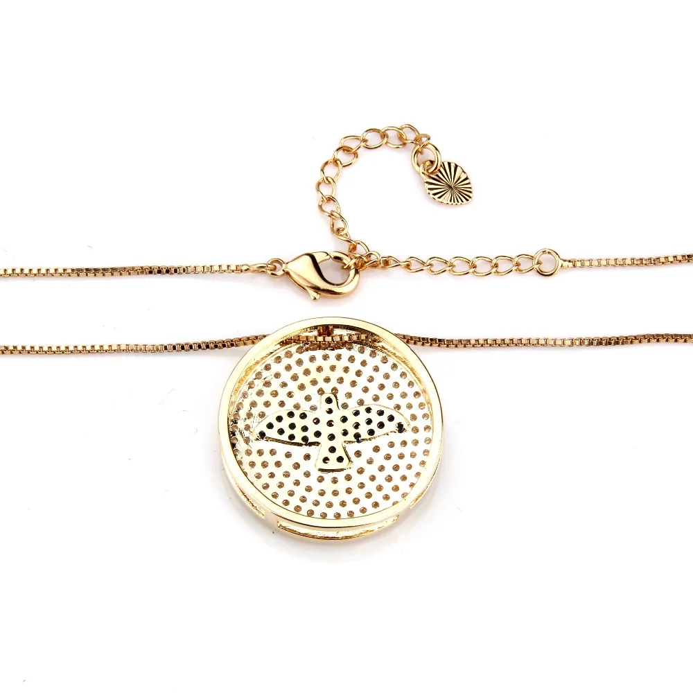 New Designed Charka Bird Round Copper Cubic Zirconia Religious Pendulum Pendant Necklace Jewelry for Women Party Gift | Украшения и
