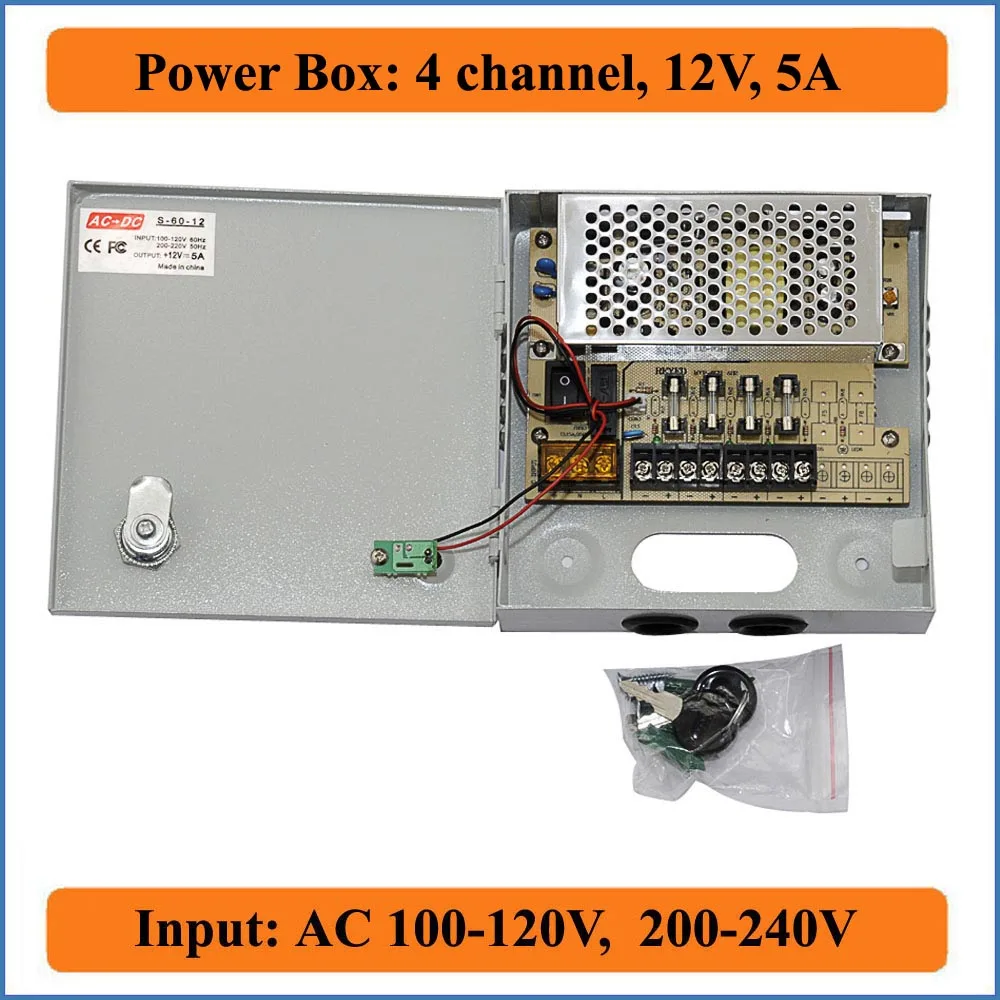 4CH Порты и разъёмы DC12V 5A CCTV Камера Мощность коробка переключения Питание для видео