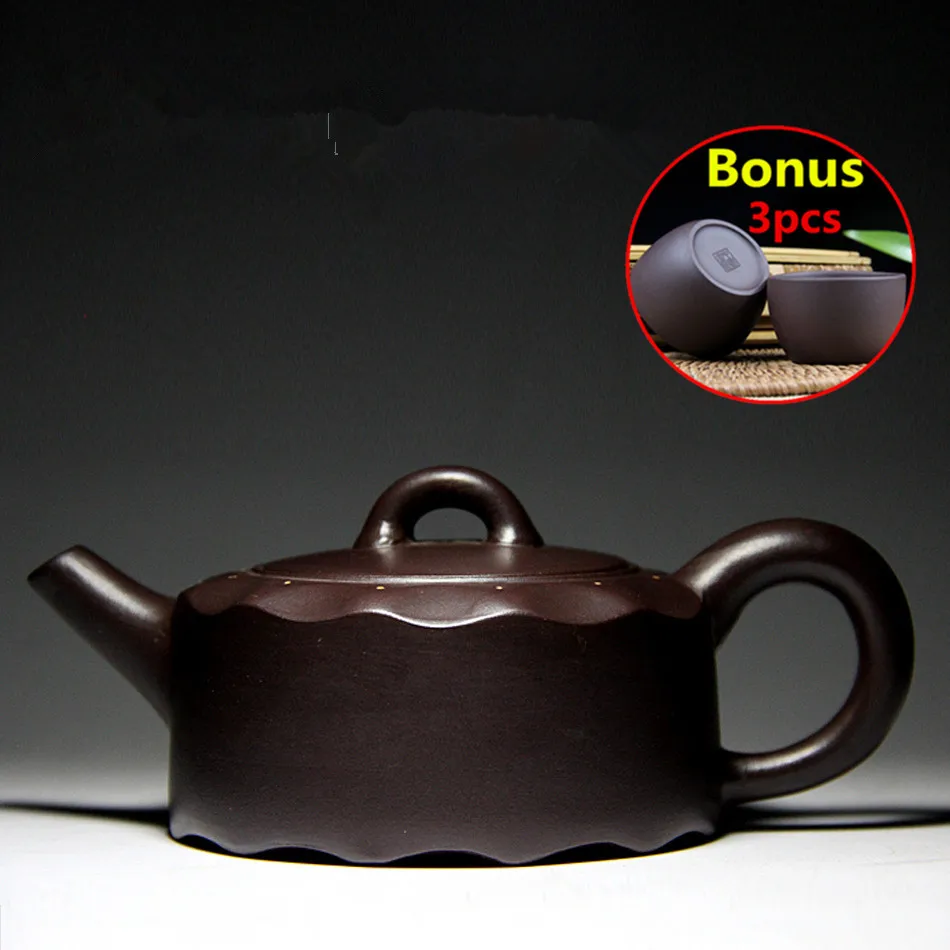

150ml Handmade Porcelain ZiSha Teapots China Yixing Ceramic Teapot Set Tea Pot Purple Clay Teapots Bonus 3 Tea Cups Gift Box