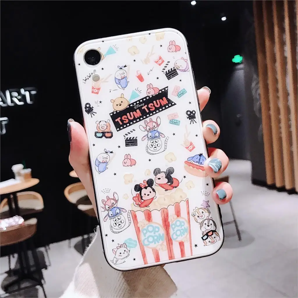 Чехол для телефона из закаленного стекла с мультяшным рисунком для iPhone 11 Pro Max 6 6s 7 8 Plus X XR XS Max, Жесткий Чехол