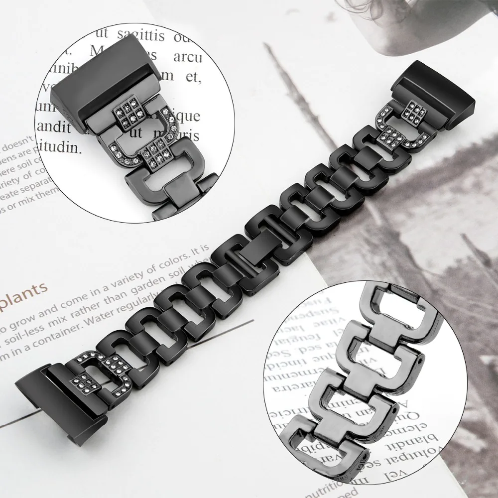 Для Fitbit Charge 3 Band, цинковый сплав, металлический ремешок на запястье, замена, Серебряные стразы, браслет, ремень для Fitbit Charge 3